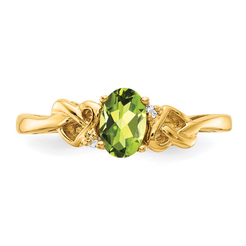 14k 6x4mm Oval Peridot A Diamond ring