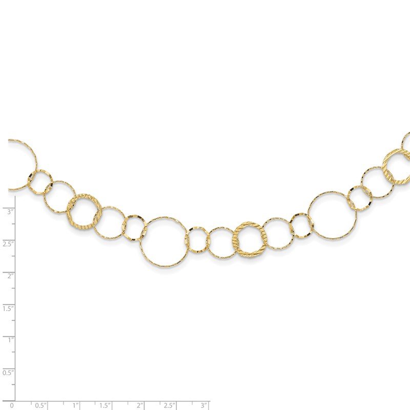 14K Polished Diamond-cut and Textured Circles 18 inch Necklace