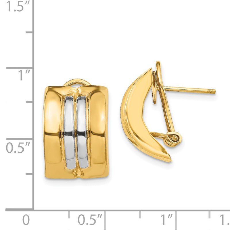 14k &amp; Rhodium Omega Post Earrings