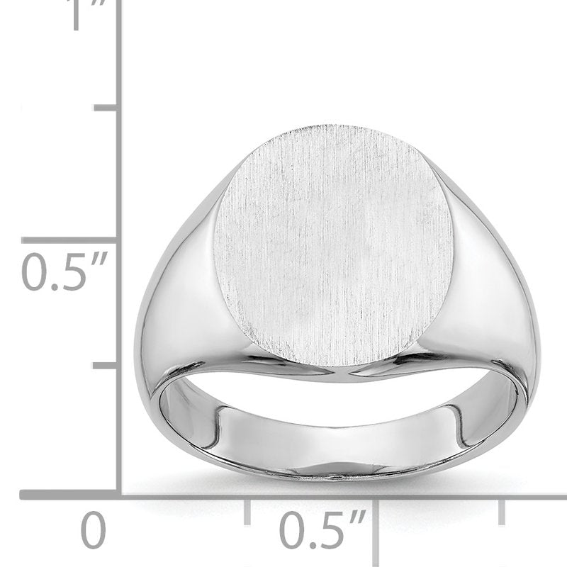 14k White Gold 13.5x14.0mm Closed Back Signet Ring