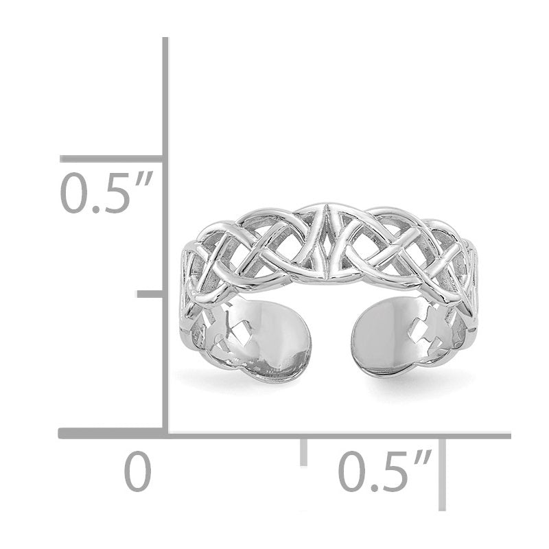 14k White Gold Polished w/ Design Toe Ring