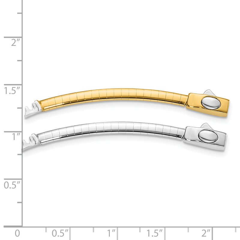 14k Two-tone 3mm White and Yellow Domed Omega 2 inch Extender for Reversible Necklace