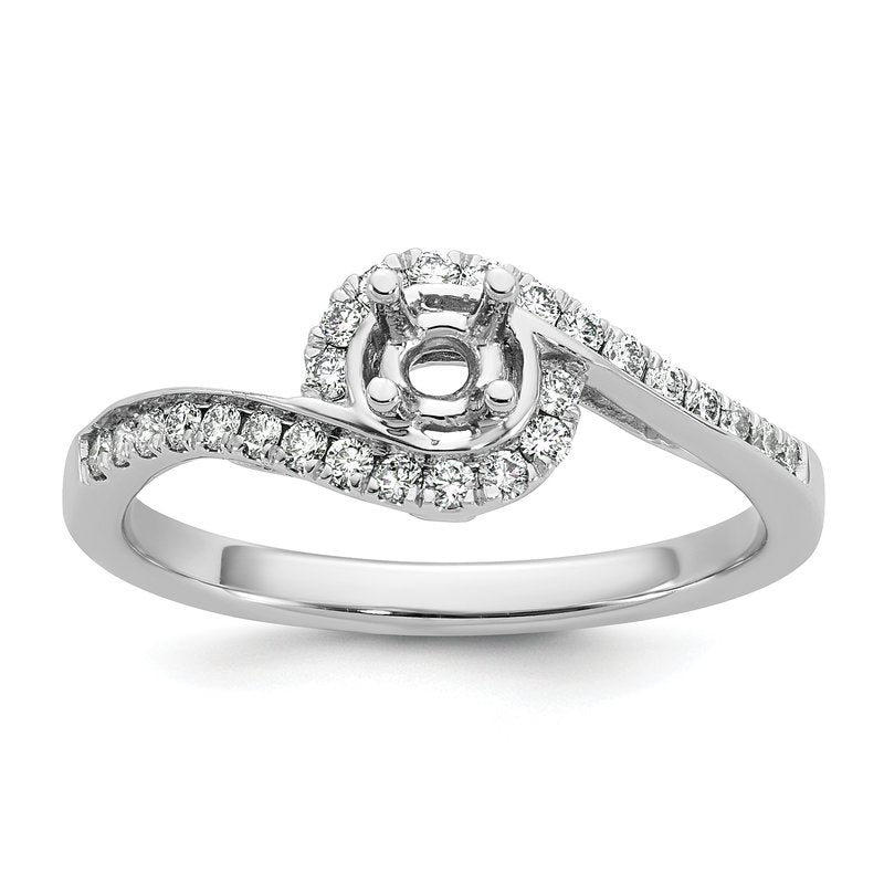 14K White Gold 1/4 carat Lab Grown Diamond VS/SI  D E F  Semi Mount Round By-Pass Engagement Ring