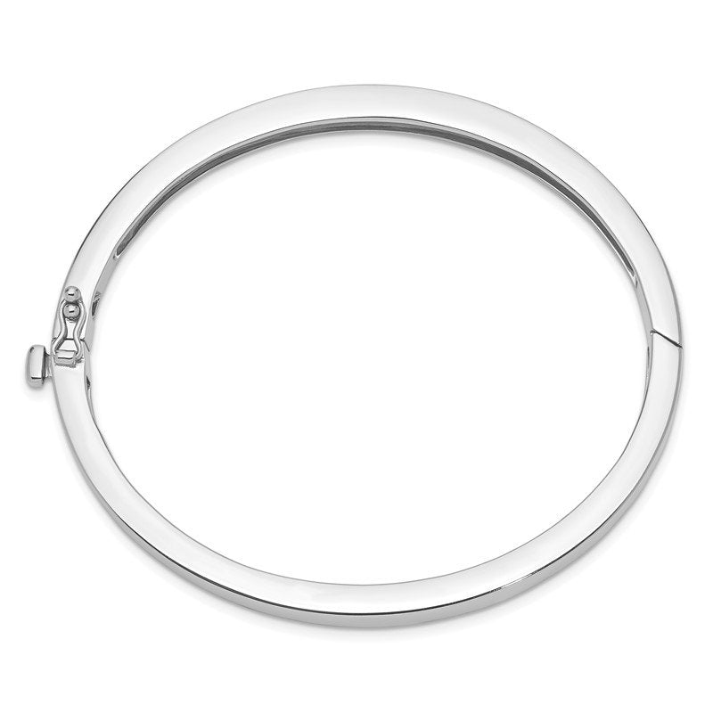 14k White Gold 5.3mm Polished Solid Hinged Oval Bangle Bracelet
