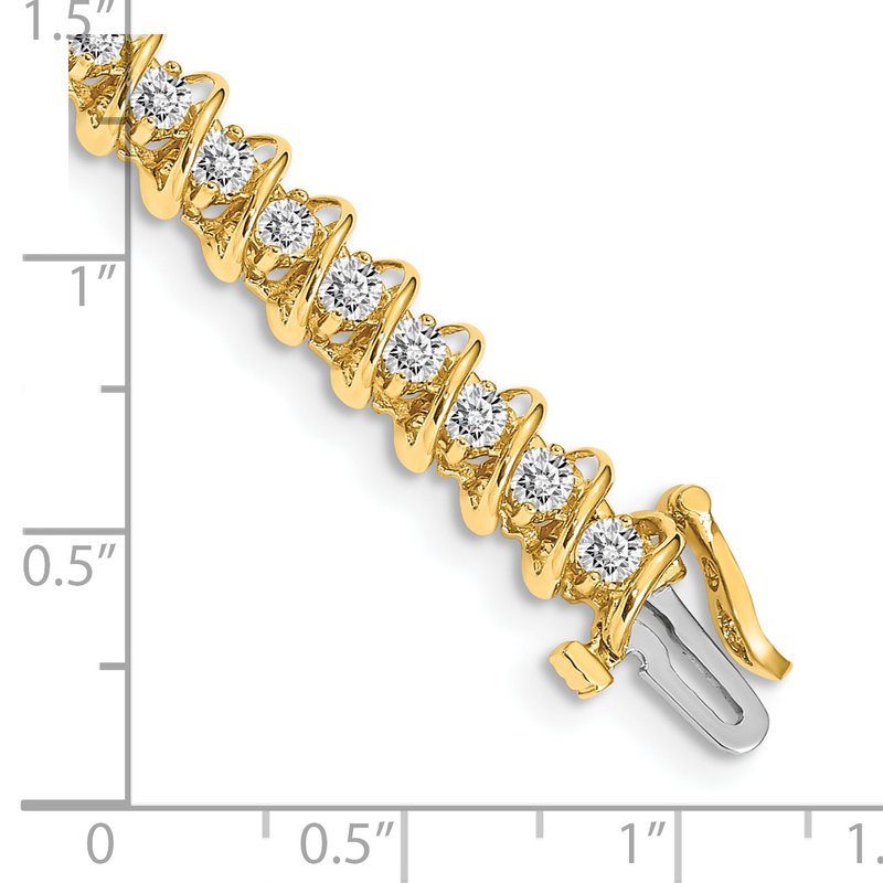 14k Complete 3.31 carat Round VS Diamond Fancy Spiral 7 inch Tennis Bracelet