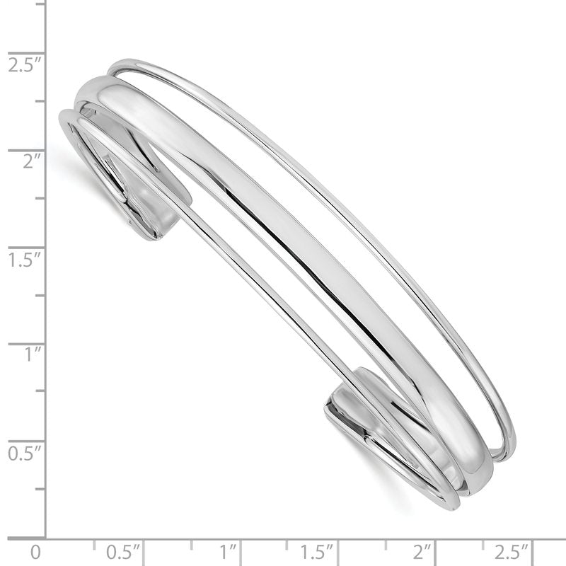 Sterling Silver RH-plated Polished Fancy Slip-on Bangle