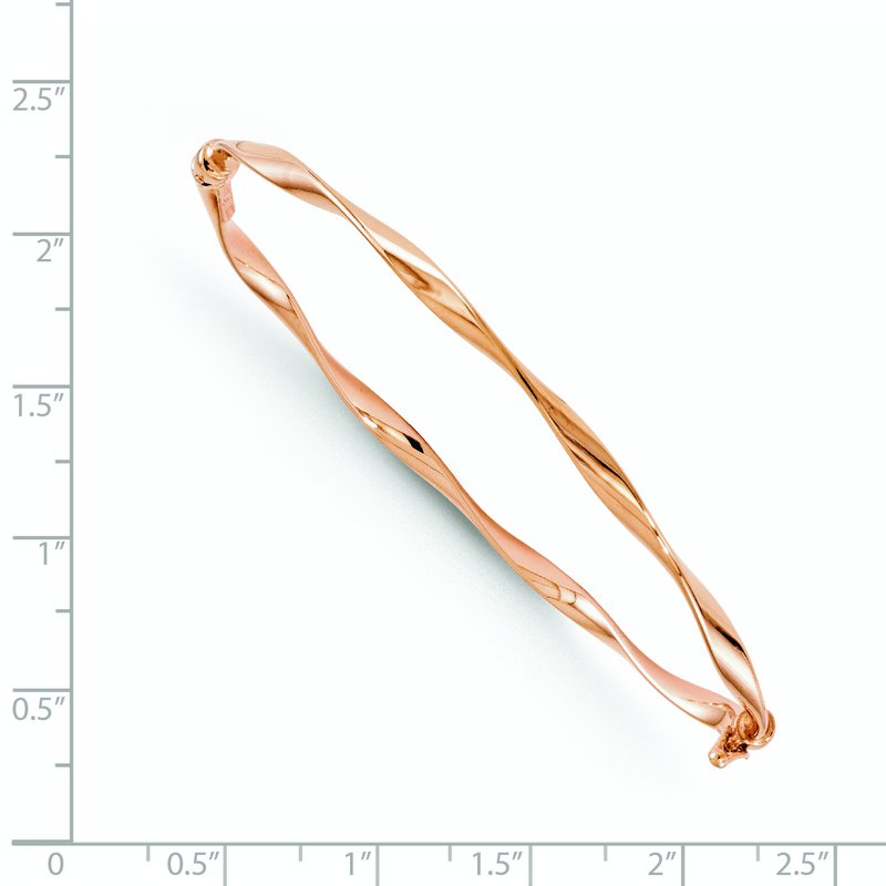 14K Rose Gold Polished Twisted Hinged Bangle