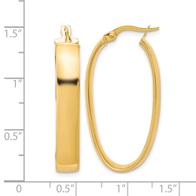 14K Polished Oval Hoop Earrings