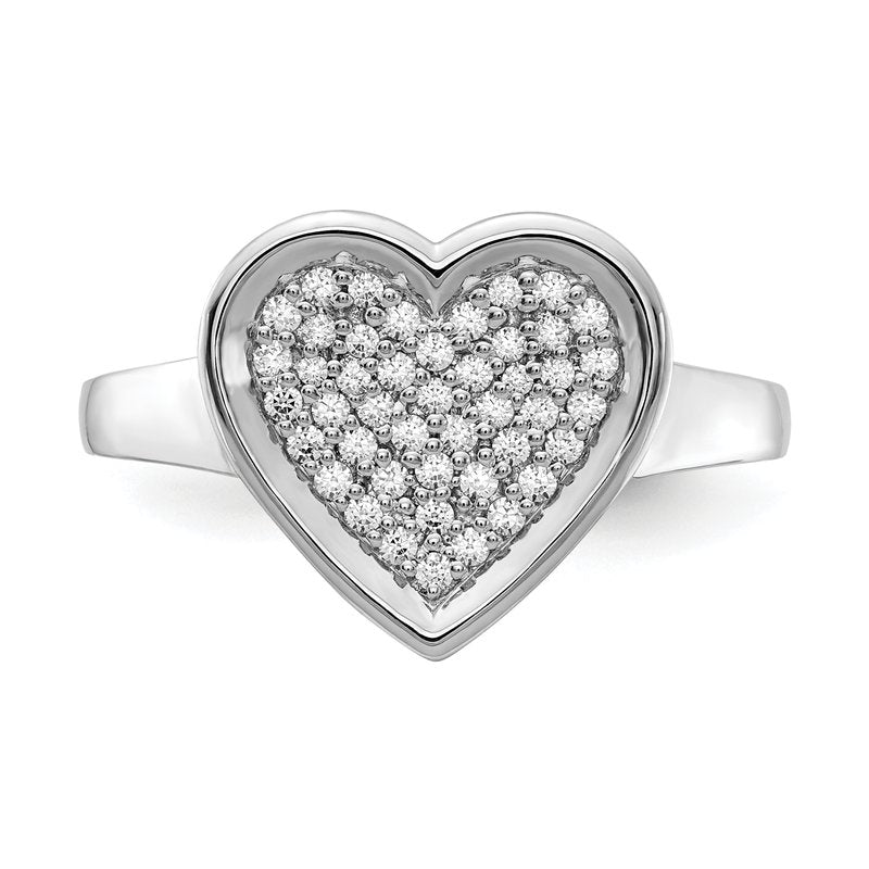 14k White Gold Diamond Fancy Heart Ring