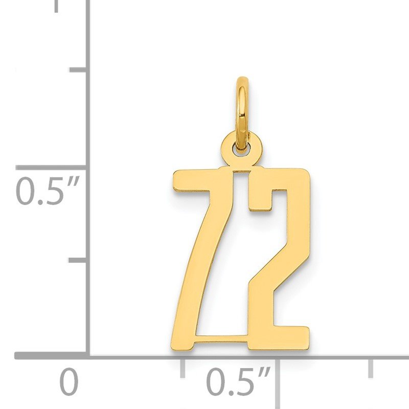 14k Small Elongated Number 72 Charm