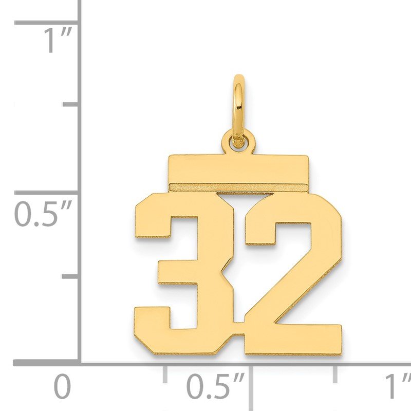 14k Small Polished Number 32 Charm