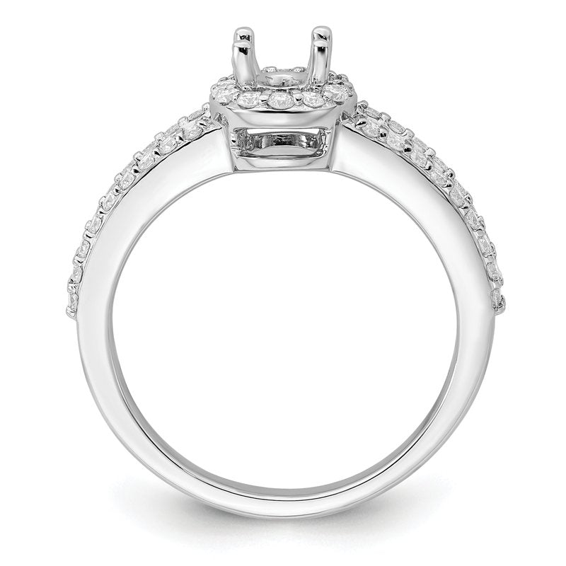 14K White Gold 1/2 carat Lab Grown Diamond VS/SI  D E F  Semi Mount Oval Halo Engagement Ring