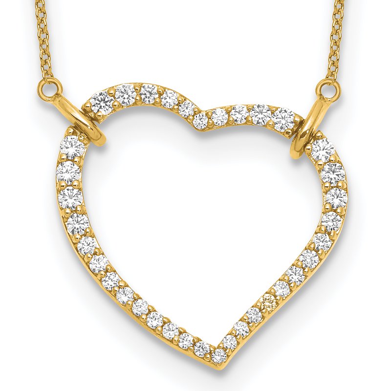 14k Rose Gold Polished 1/5 carat Diamond Heart 18 inch Necklace