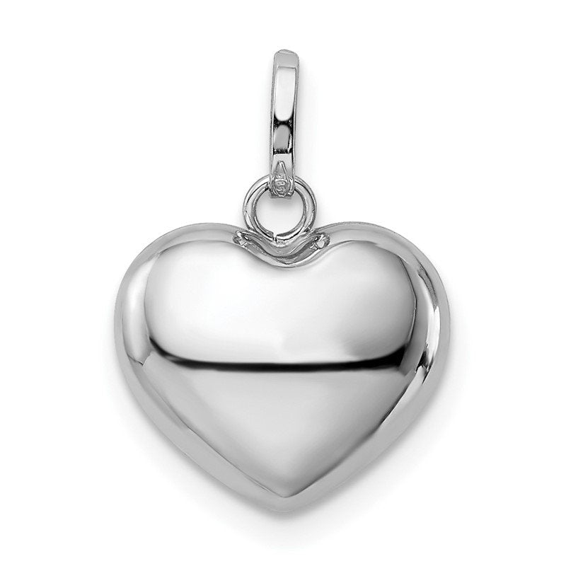 14k White Gold 3D Puffed Heart Pendant