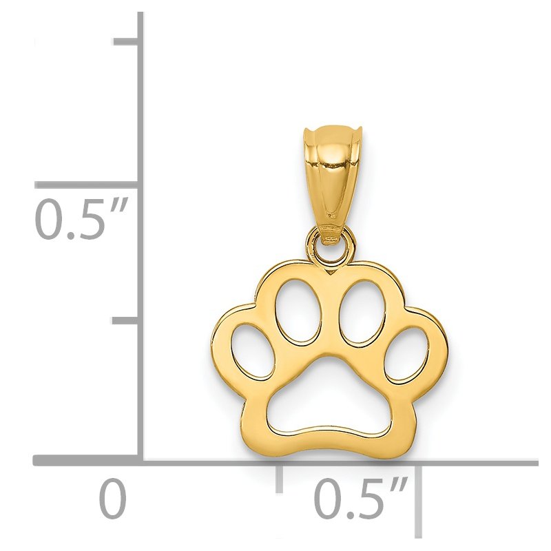 14K Cut-out Paw Print Pendant