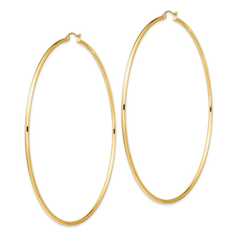 14k 2x90mm Polished Round Tube Hoop Earrings