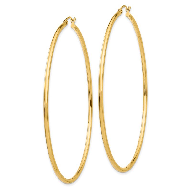 14k 2x70mm Polished Round Tube Hoop Earrings