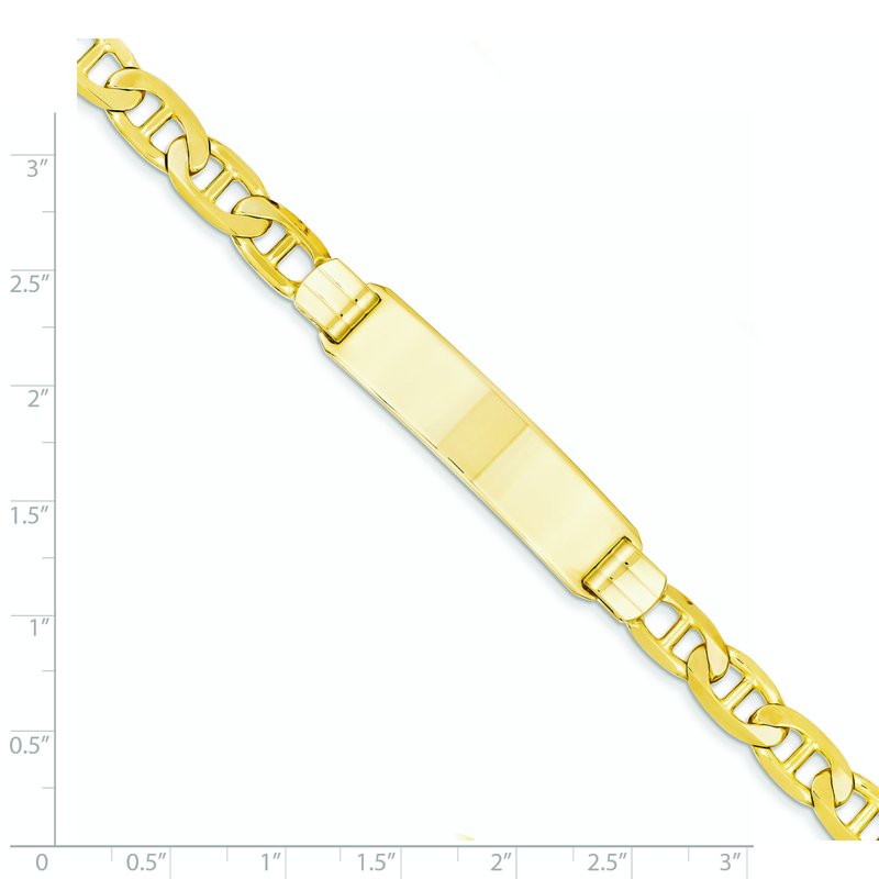 14k Polished Solid Chain/Solid Plate Anchor Link 37x10mm Plate 8 inch ID Bracelet