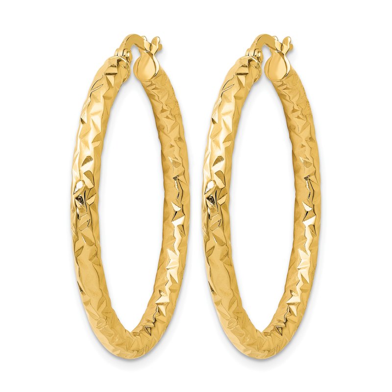14K ForeverLite Polished and Textured Hoop Earrings