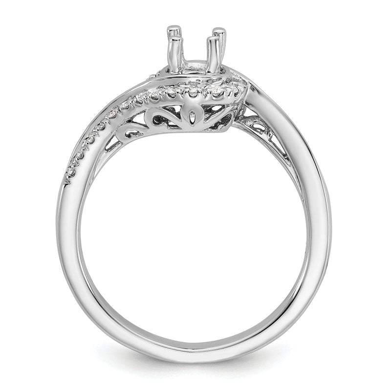 14K White Gold 1/4 carat Lab Grown Diamond VS/SI  D E F  Semi Mount Round By-Pass Engagement Ring