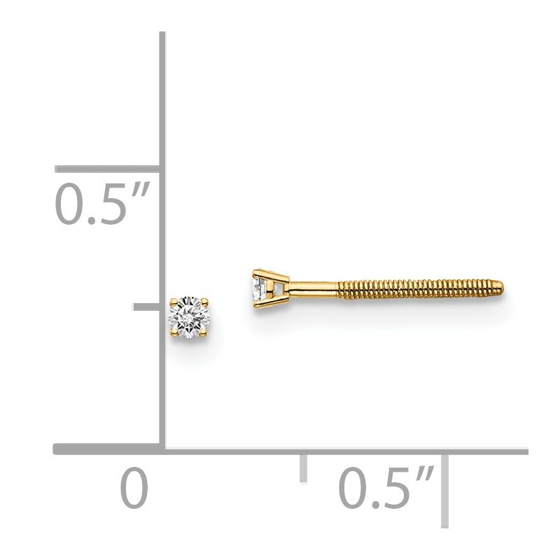 14ky .10ct. VS2/SI1 G-I Diamond Stud Thread on/off Post Earrings