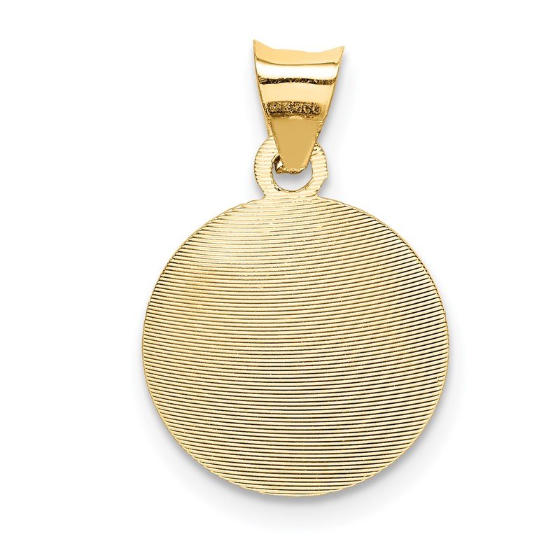 14K with Rose and White Rhodium Diamond-cut Baptism Round Pendant