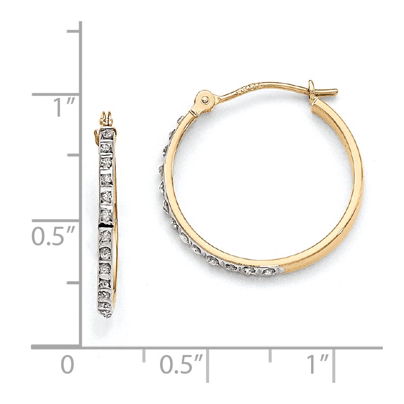 14k Diamond Fascination Round Hinged Hoop Earrings