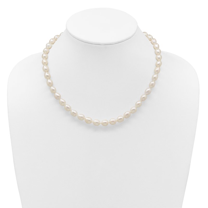 14k 7-8mm White Rice Freshwater Cultured Pearl 18 inch Necklace
