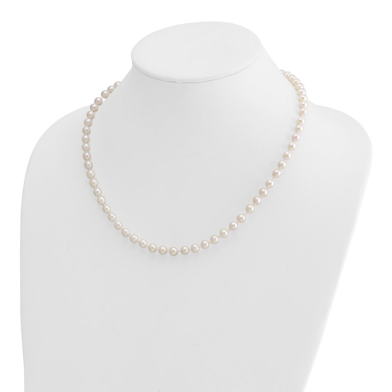 14k 5-6mm White Round Akoya Saltwater Cultured Pearl 16 inch Necklace