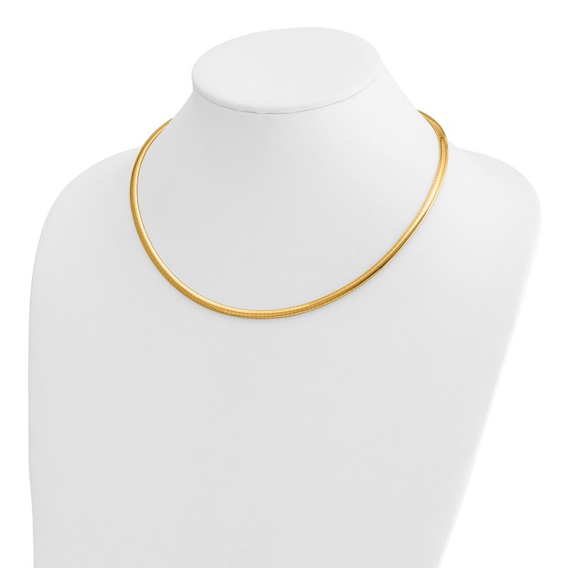 14k Polished 4mm Lightweight 16 inch Domed Omega Necklace