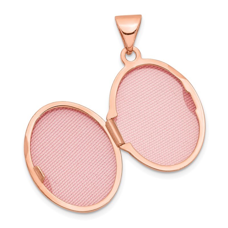 14k Rose Gold Scalloped Border 17mm Oval Locket