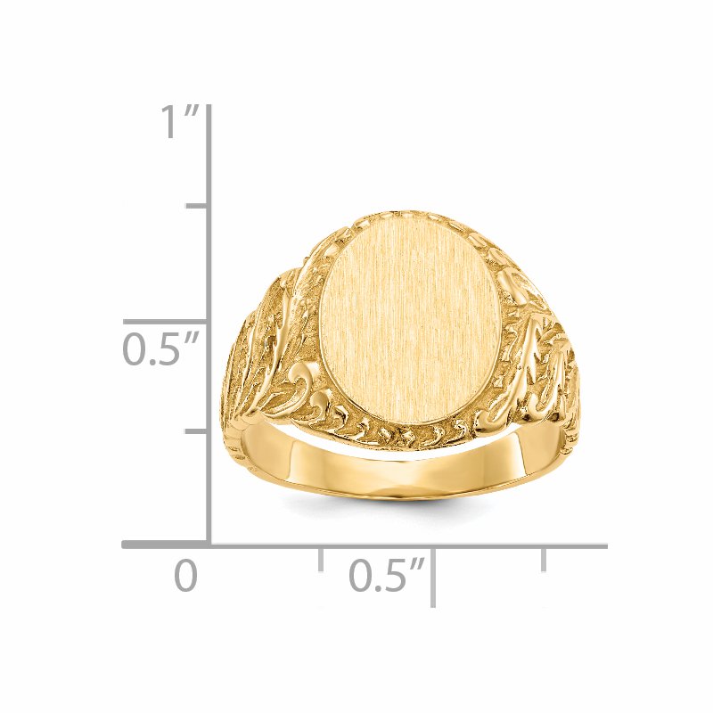 14k 10.5x13.0mm Closed Back Mens Signet Ring