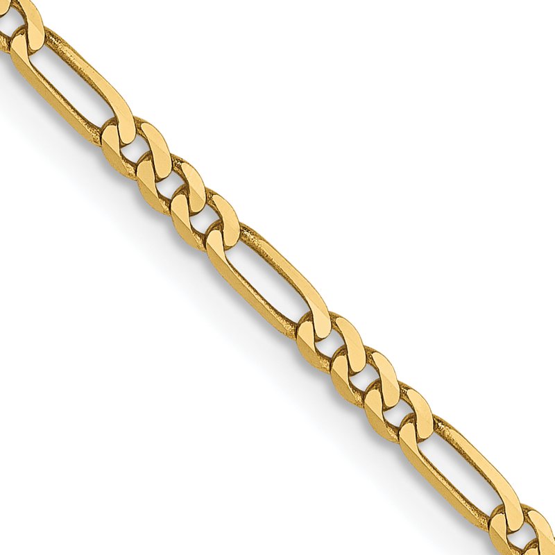 14K 1.8mm Flat Figaro Chain Anklet