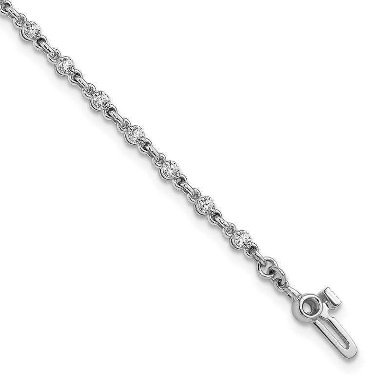 14k White Gold Complete 7/8 carat Round A Diamond 2-prong 7 inch Tennis Bracelet