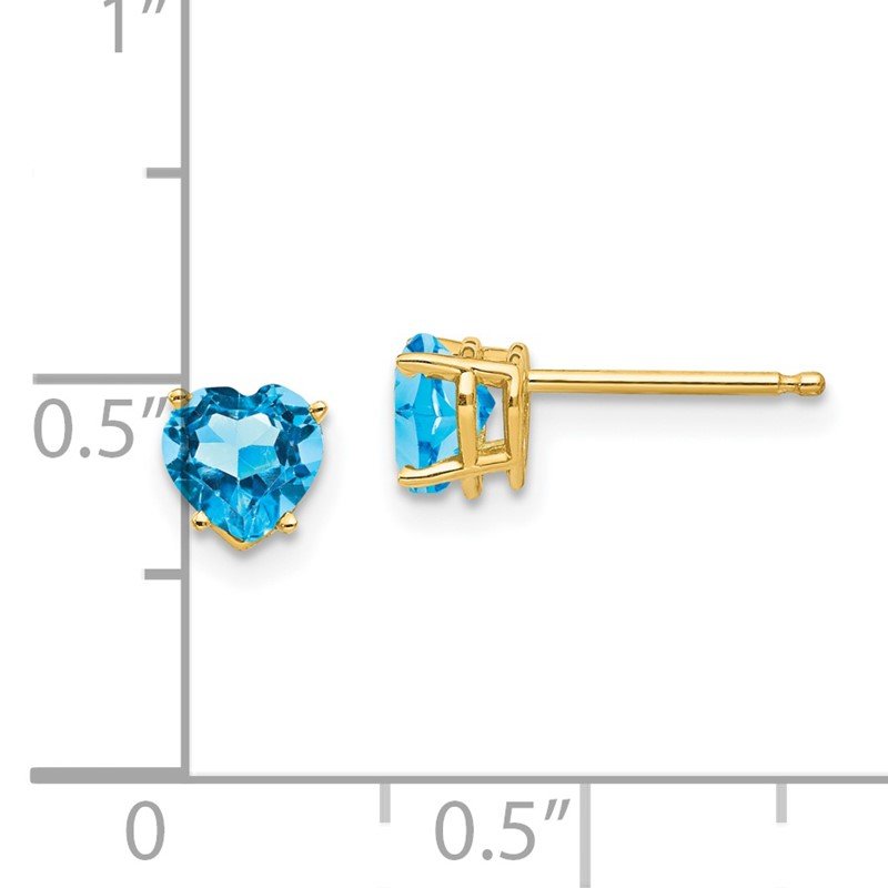 14k 5mm Heart Blue Topaz Post Earrings
