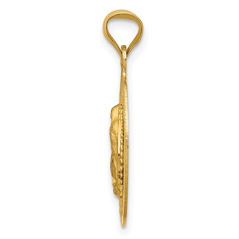 14K Polished Diamond-cut Semi-solid Our Lady Of Guadalupe Oval Pendant