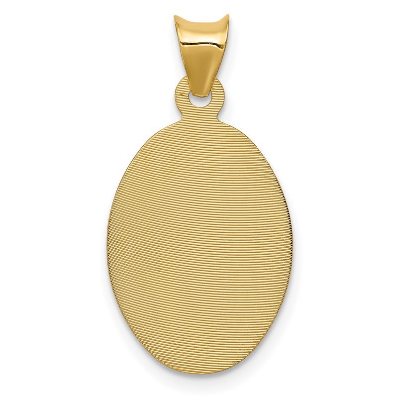 14K Polished Diamond-cut Semi-solid Our Lady Of Guadalupe Oval Pendant