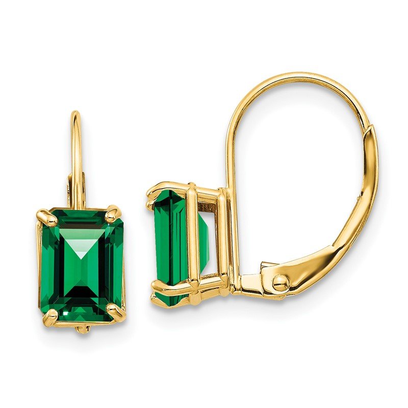 14k 7x5mm Emerald-cut Mount St. Helens Leverback Earrings