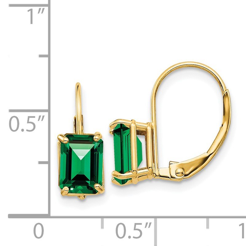 14k 7x5mm Emerald-cut Mount St. Helens Leverback Earrings