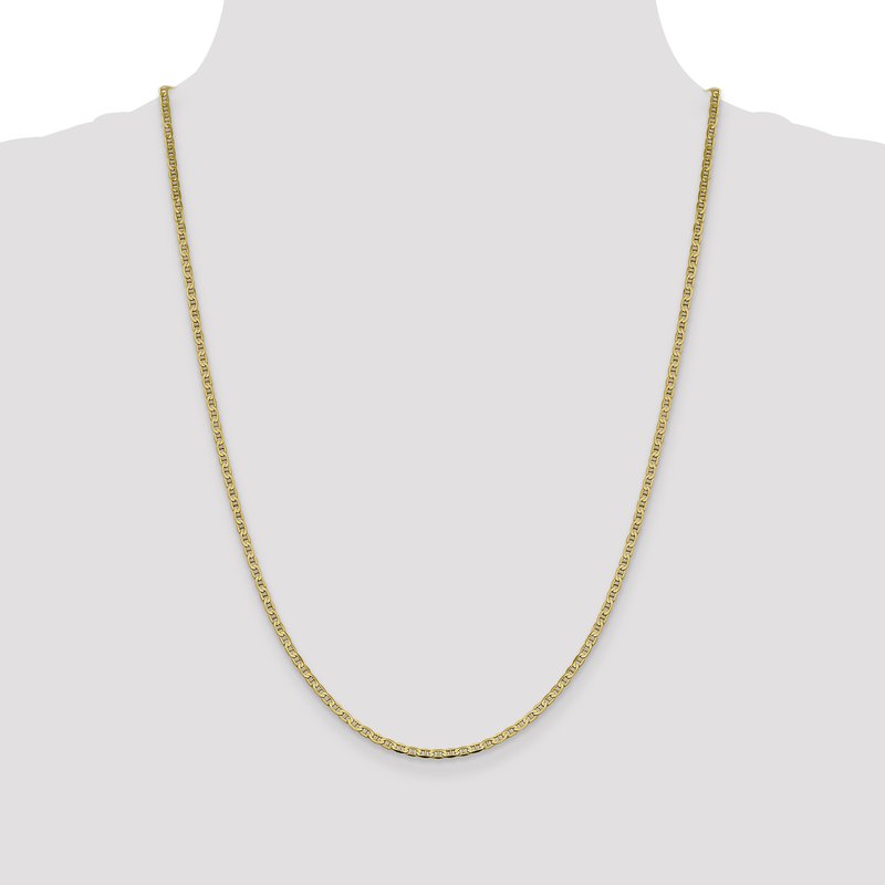 14K 10 inch 2.4mm Concave Anchor with Lobster Clasp Chain