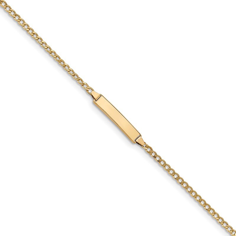 14k Polished Semi-Solid Chain/Solid Plate Cuban Link 20x4.5mm Plate 5.5 inch Baby/Child ID Bracelet