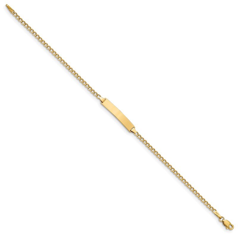 14k Polished Semi-Solid Chain/Solid Plate Cuban Link 20x4.5mm Plate 5.5 inch Baby/Child ID Bracelet