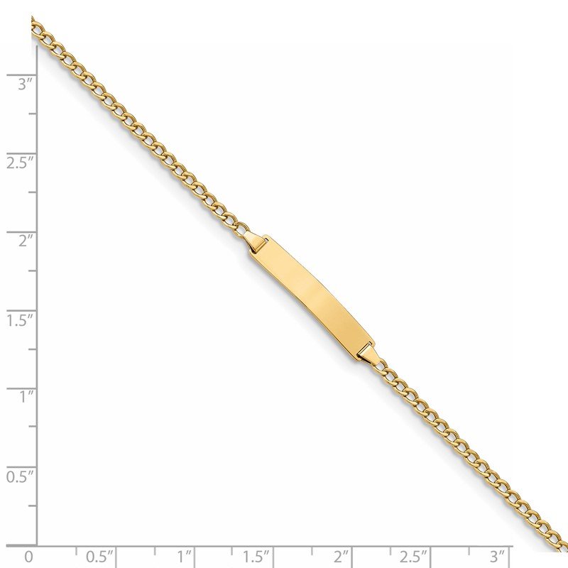 14k Polished Semi-Solid Chain/Solid Plate Cuban Link 20x4.5mm Plate 5.5 inch Baby/Child ID Bracelet