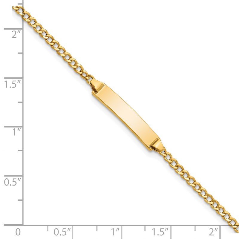 14k Polished Semi-Solid Chain/Solid Plate Cuban Link 20x4.5mm Plate 5.5 inch Baby/Child ID Bracelet