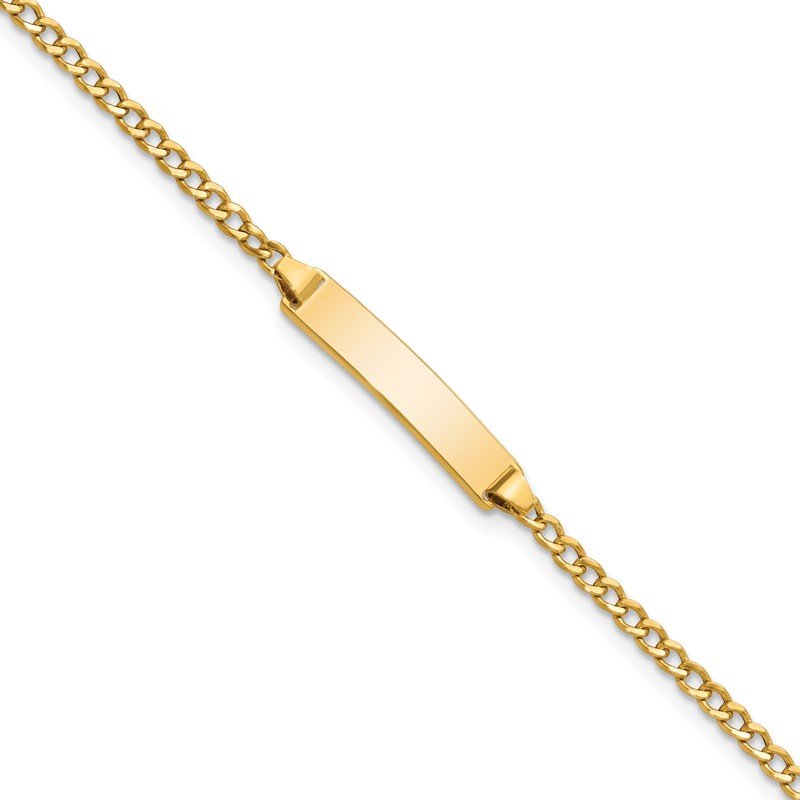 14k Polished Semi-Solid Chain/Solid Plate Cuban Link 20x4.5mm Plate 5.5 inch Baby/Child ID Bracelet