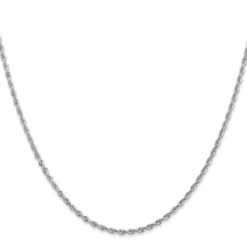 14K White Gold 10 Inch 2mm Diamond-cut Quadruple Rope Lobster Clasp Chain