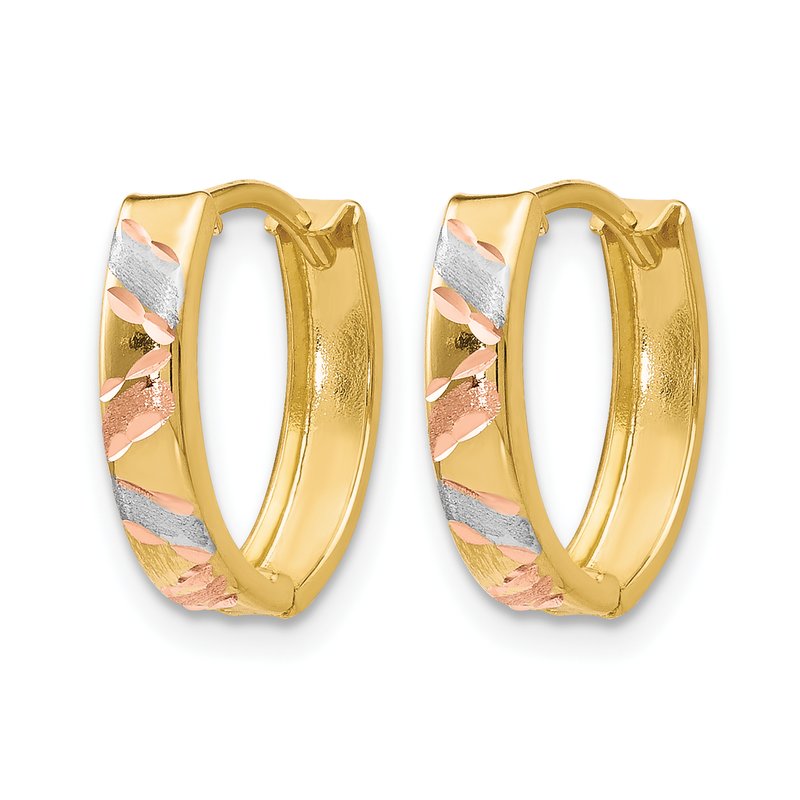 10K Two-tone with White Rhodium Polished and Satin D/C Earrings