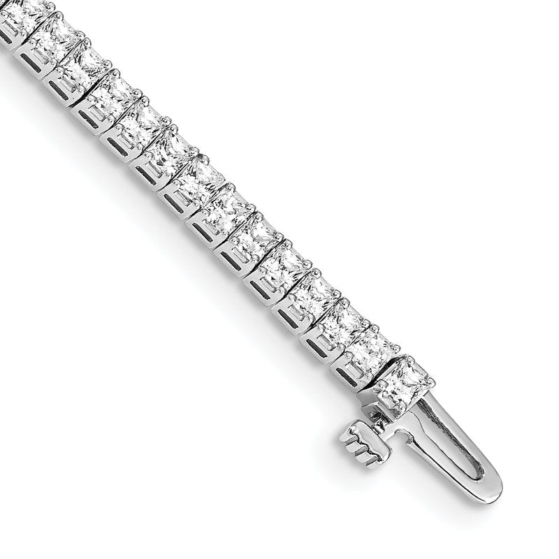 14k White Gold Complete 4 carat Princess VS Diamond 4-prong 7 inch Tennis Bracelet