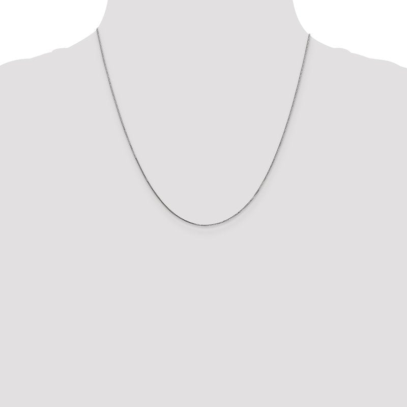 14K White Gold .8mm Box with Lobster Clasp Chain