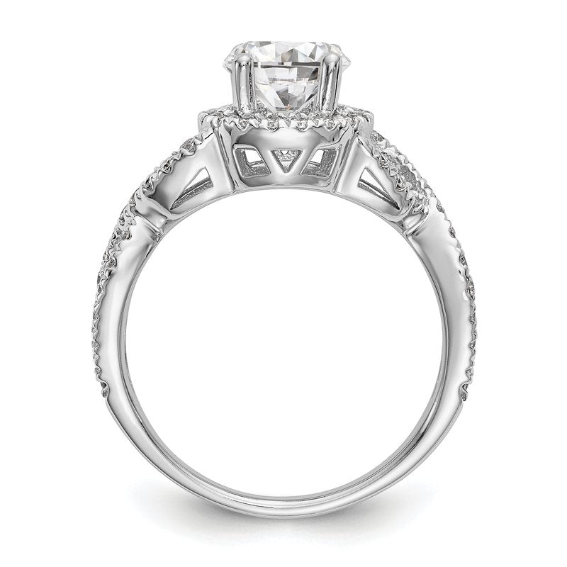 14K White Gold 3/4 carat Lab Grown Diamond VS/SI  D E F  Semi Mount Round Halo Engagement Ring